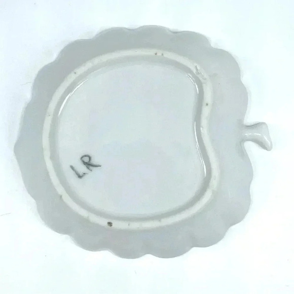 3 Vintage Pear & Apple Shaped Hand Painted TRINKET DISHES Fruit & Flowers - Picture 3 of 13